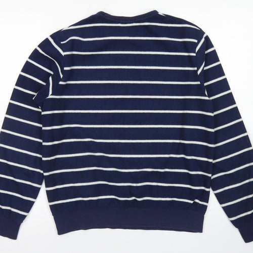 Bossini Girls Blue Striped Polyester Pullover Sweatshirt Size S