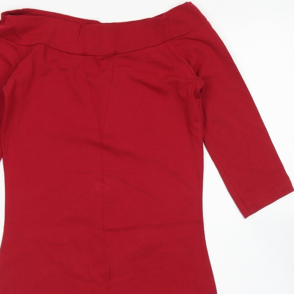 Atmosphere Womens Red  Cotton Bodycon  Size 10  Off the Shoulder