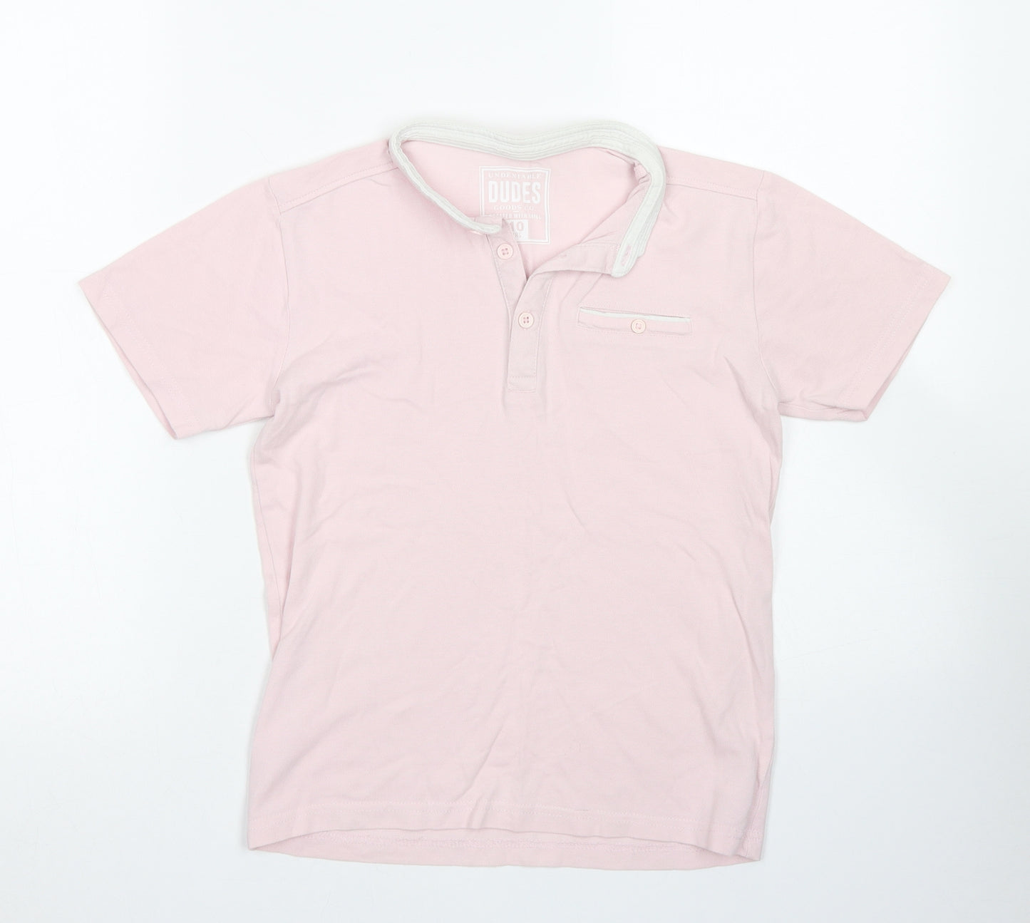 Undeniable Dudes Boys Pink  Cotton Basic Polo Size 10 Years Round Neck