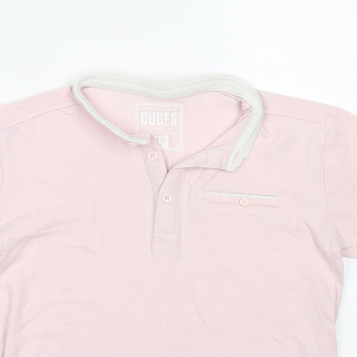 Undeniable Dudes Boys Pink  Cotton Basic Polo Size 10 Years Round Neck