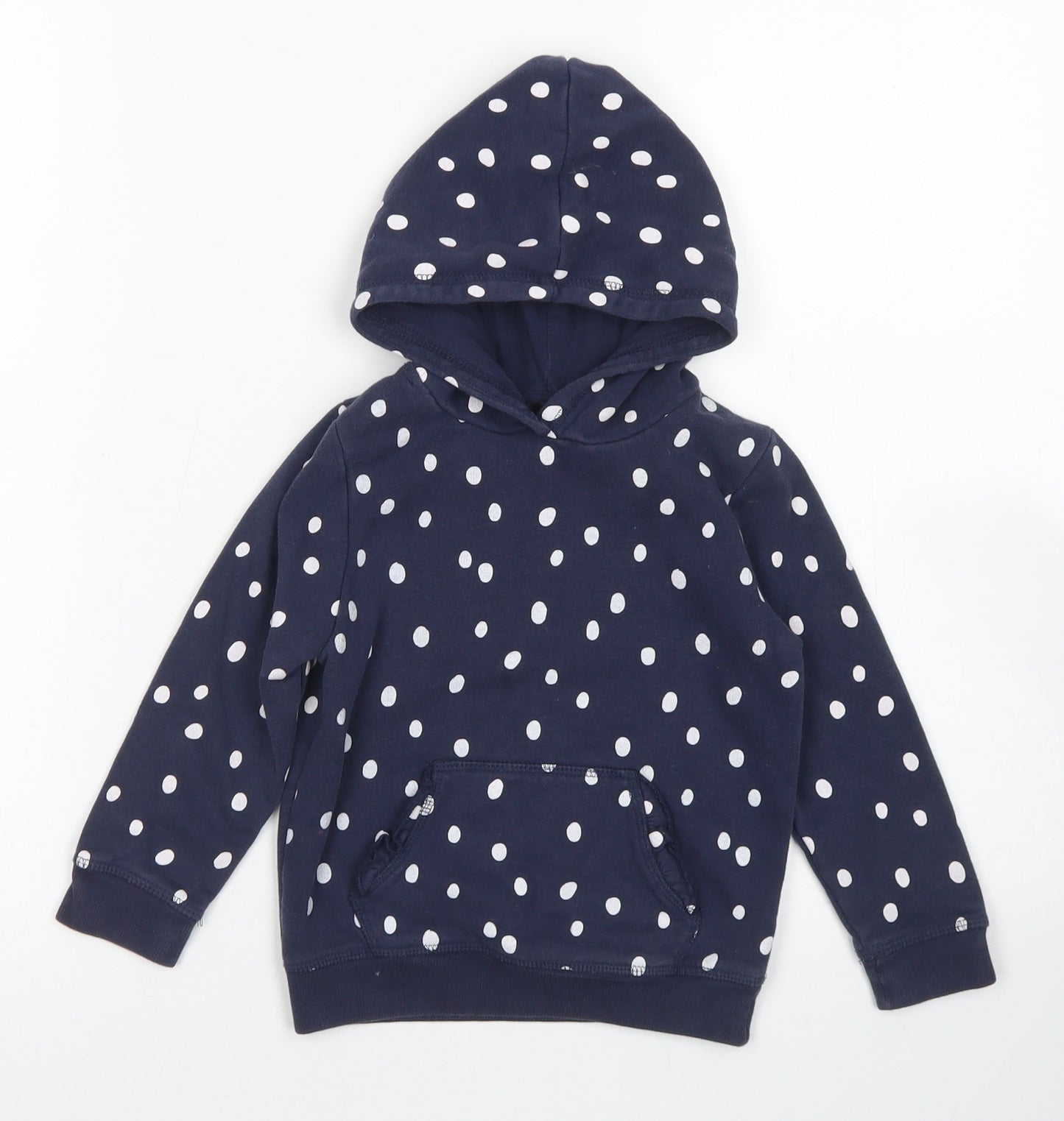 George Girls Blue Polka Dot Cotton Pullover Hoodie Size 2-3 Years