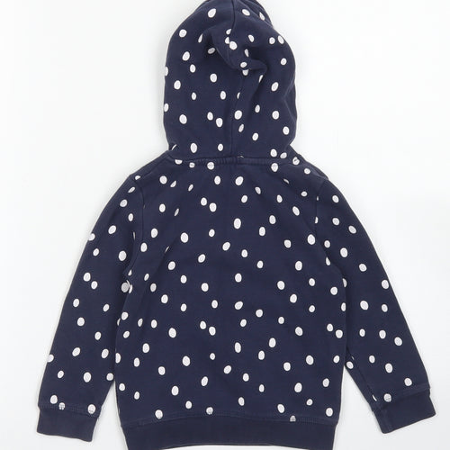 George Girls Blue Polka Dot Cotton Pullover Hoodie Size 2-3 Years