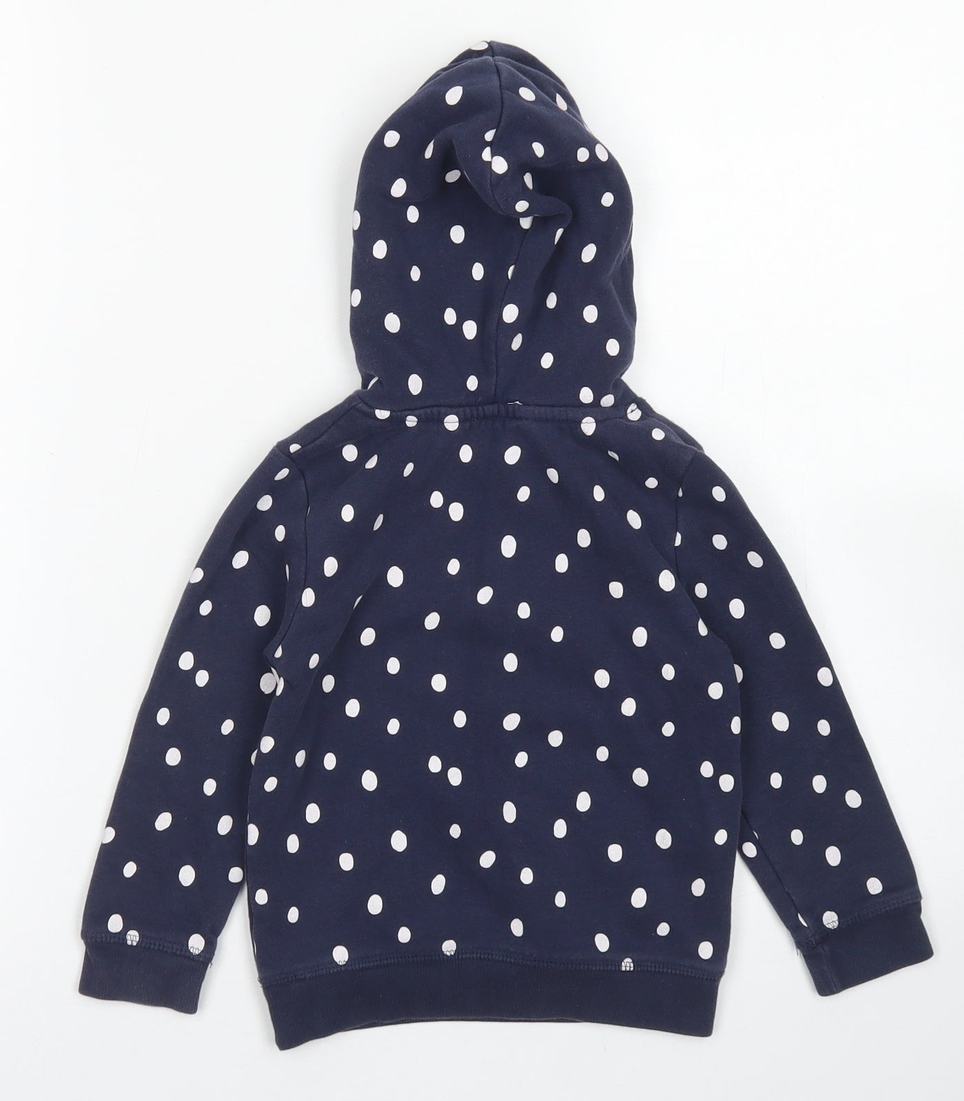 George Girls Blue Polka Dot Cotton Pullover Hoodie Size 2-3 Years