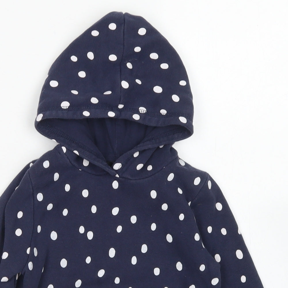 George Girls Blue Polka Dot Cotton Pullover Hoodie Size 2-3 Years