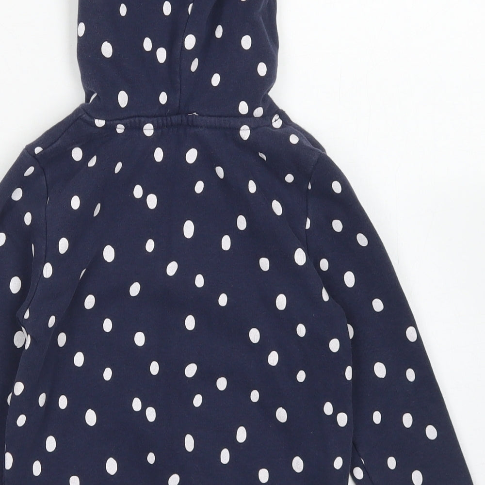 George Girls Blue Polka Dot Cotton Pullover Hoodie Size 2-3 Years