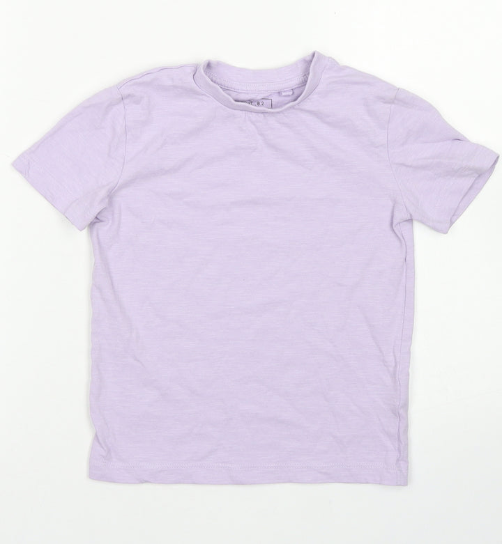 NEXT Girls Purple  Cotton Basic T-Shirt Size 4 Years Crew Neck