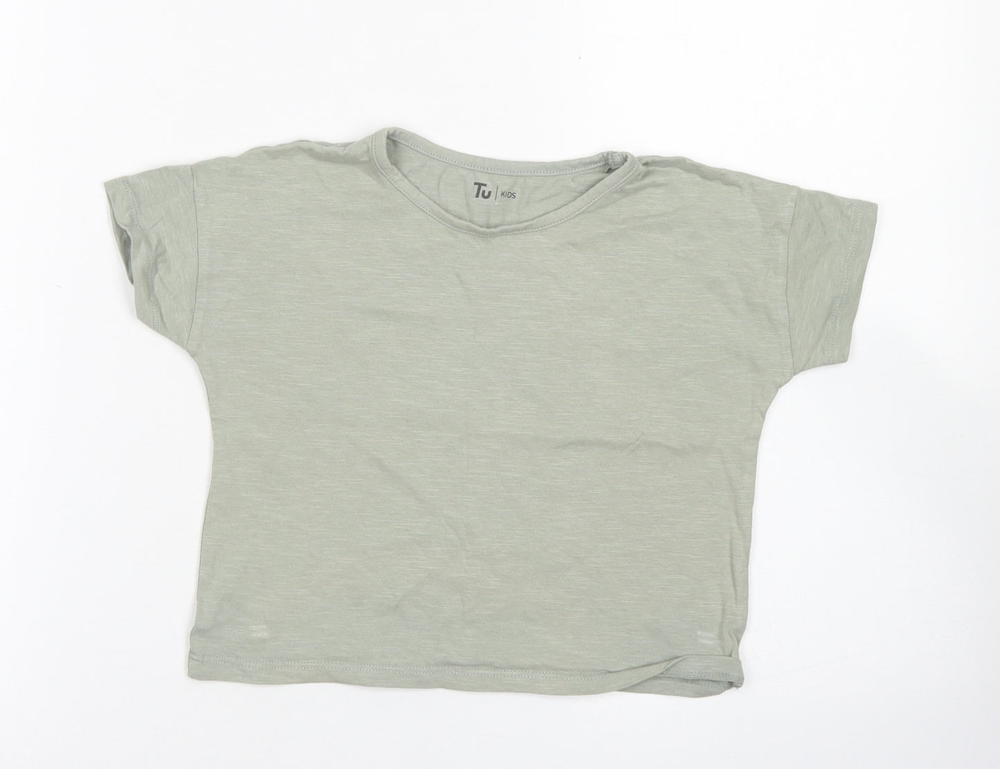 TU Girls Green  Cotton Basic T-Shirt Size 5 Years Crew Neck