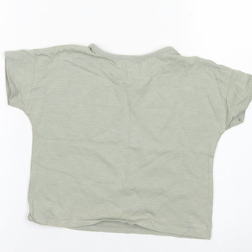 TU Girls Green  Cotton Basic T-Shirt Size 5 Years Crew Neck