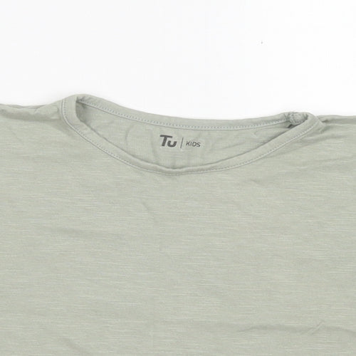 TU Girls Green  Cotton Basic T-Shirt Size 5 Years Crew Neck