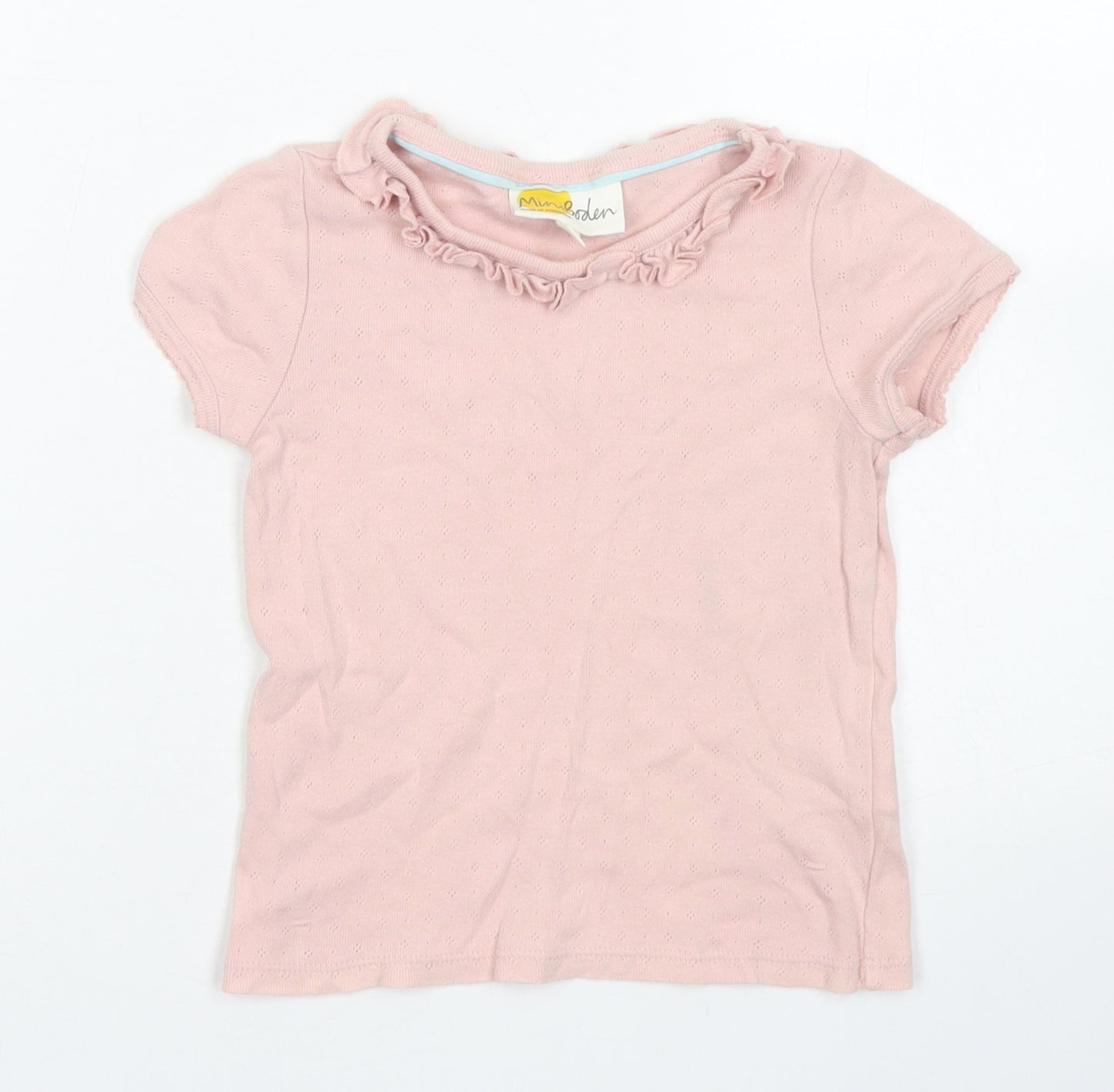 Mini Boden Girls Pink  Cotton Basic T-Shirt Size 4-5 Years Crew Neck