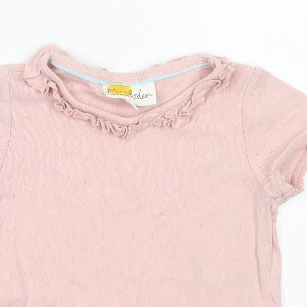 Mini Boden Girls Pink  Cotton Basic T-Shirt Size 4-5 Years Crew Neck