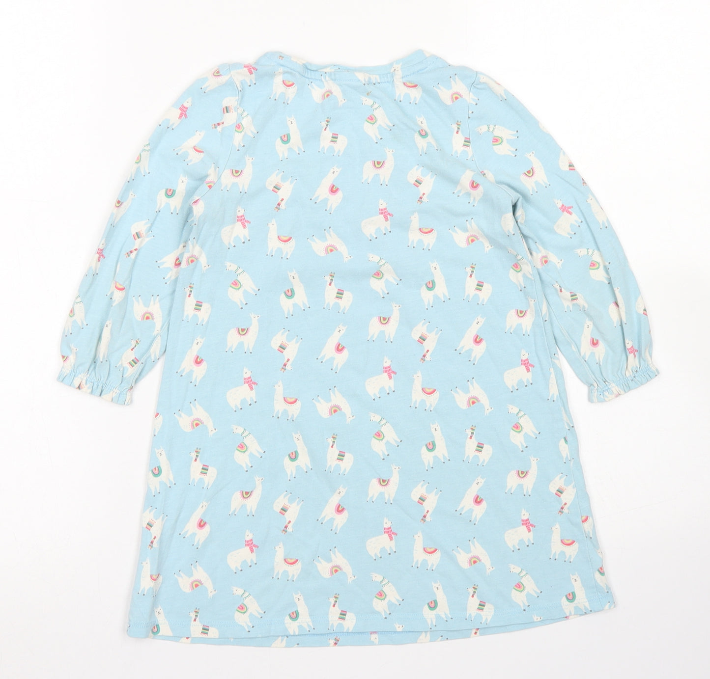 Mini Boden Girls Blue  Modacrylic A-Line  Size 2-3 Years  Crew Neck  - Llama Print