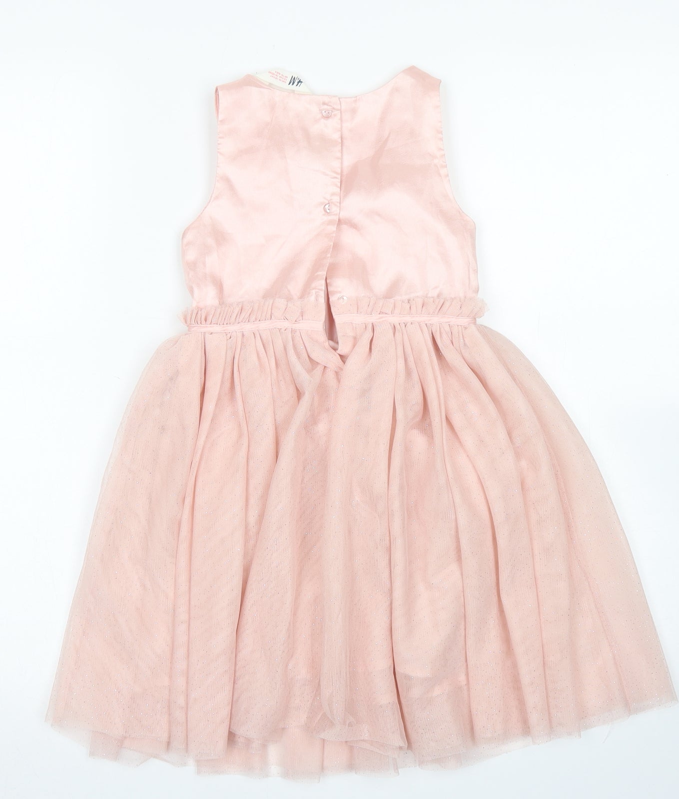 H&M Girls Pink  Polyester Skater Dress  Size 6 Years  Crew Neck Button - Occasion Wear
