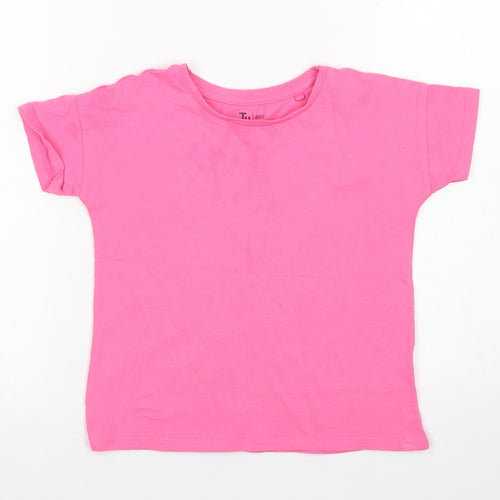 TU Girls Pink  Cotton Basic T-Shirt Size 5 Years Crew Neck