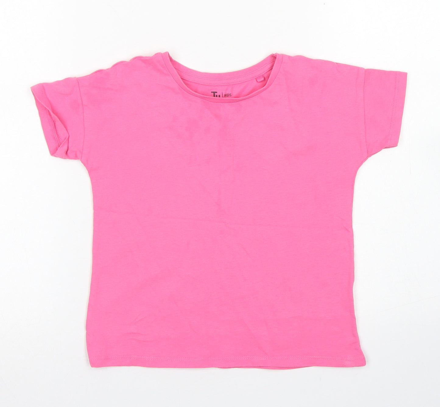 TU Girls Pink  Cotton Basic T-Shirt Size 5 Years Crew Neck