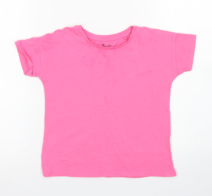 TU Girls Pink  Cotton Basic T-Shirt Size 5 Years Crew Neck