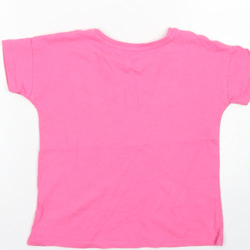TU Girls Pink  Cotton Basic T-Shirt Size 5 Years Crew Neck