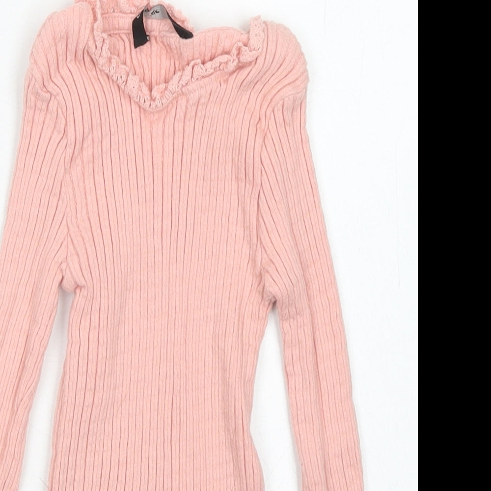 George Girls Pink  Cotton Basic T-Shirt Size 3-4 Years Crew Neck