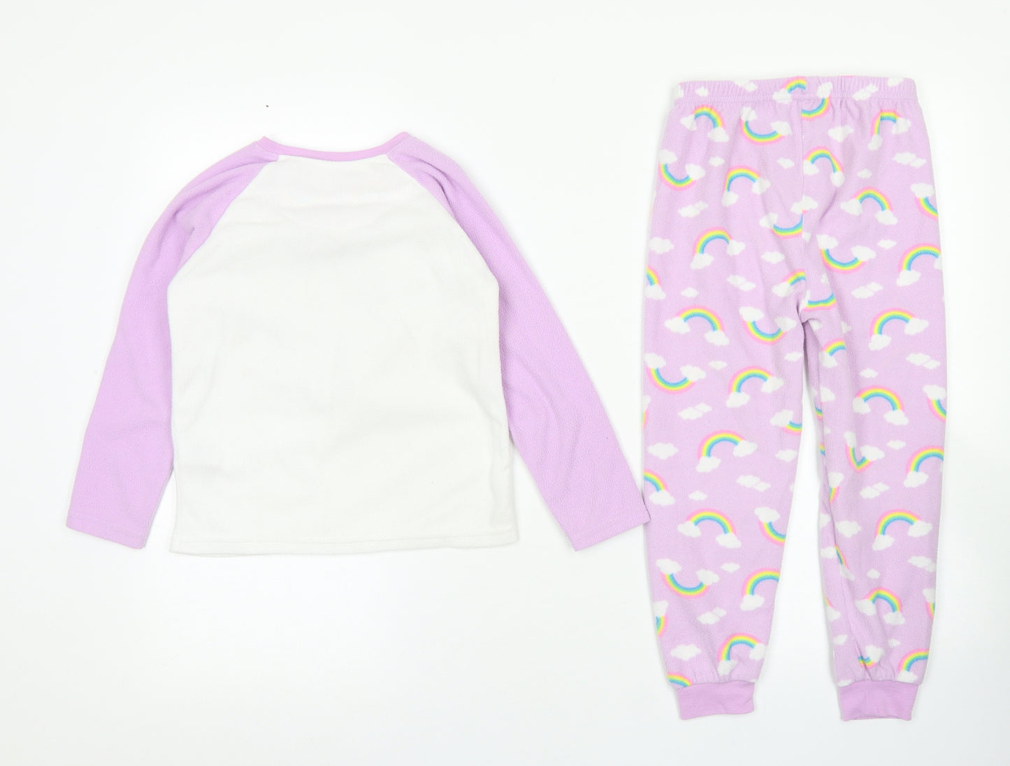Primark Girls Purple Colourblock Polyester Top Pyjama Set Size 4-5 Years   - Unicorn