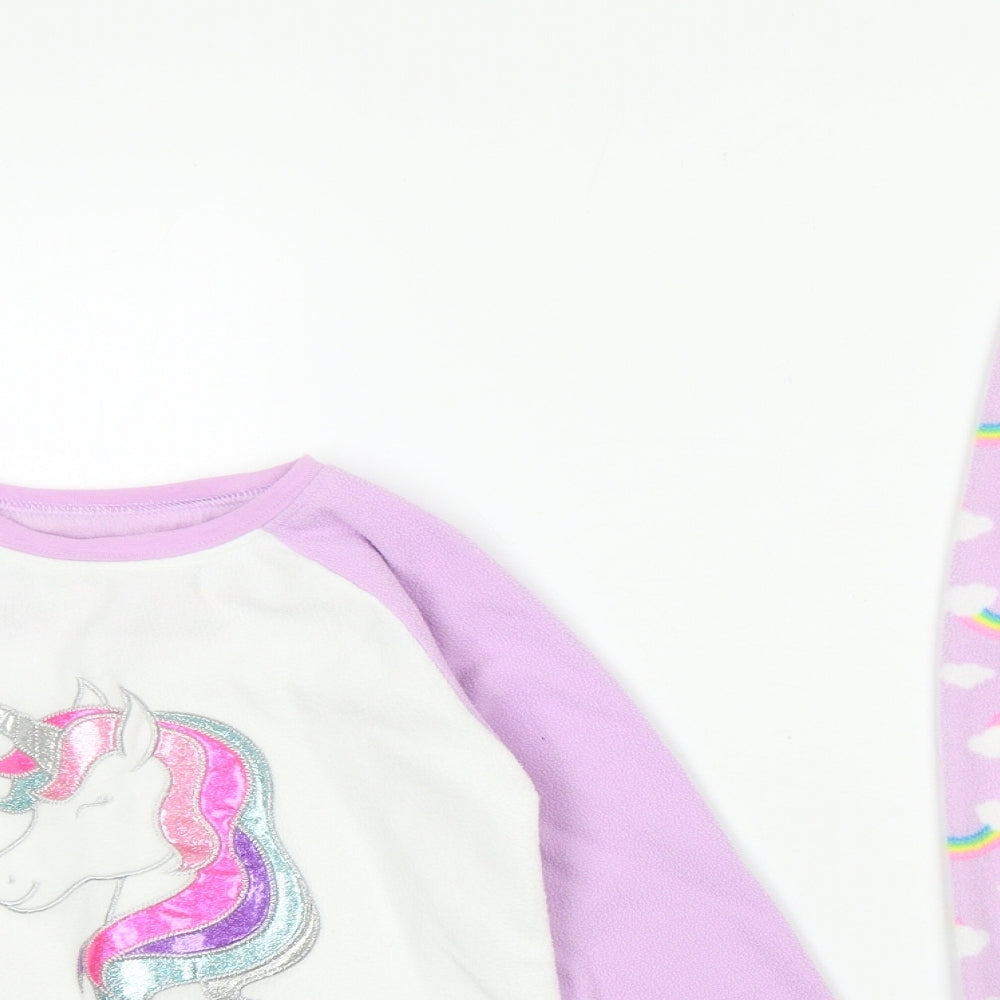Primark Girls Purple Colourblock Polyester Top Pyjama Set Size 4-5 Years   - Unicorn