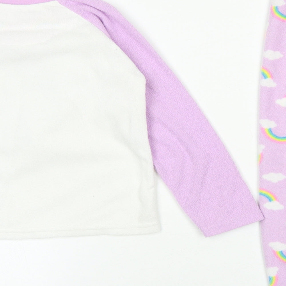 Primark Girls Purple Colourblock Polyester Top Pyjama Set Size 4-5 Years   - Unicorn
