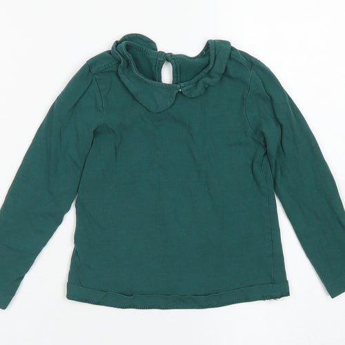 George Girls Green  Cotton Basic T-Shirt Size 3-4 Years Collared Button