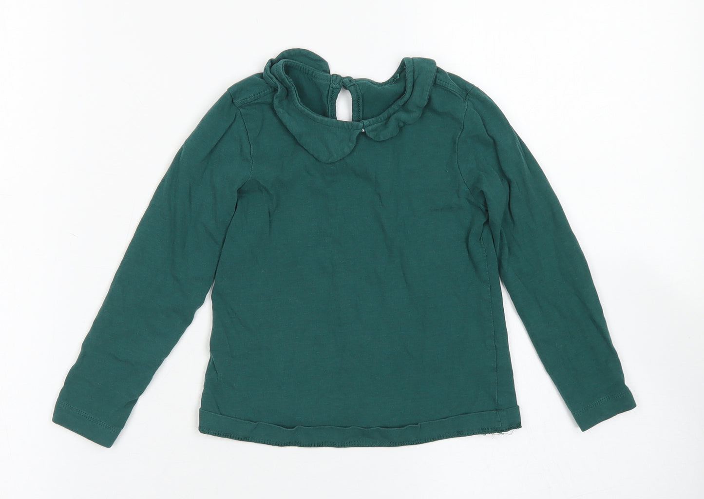 George Girls Green  Cotton Basic T-Shirt Size 3-4 Years Collared Button
