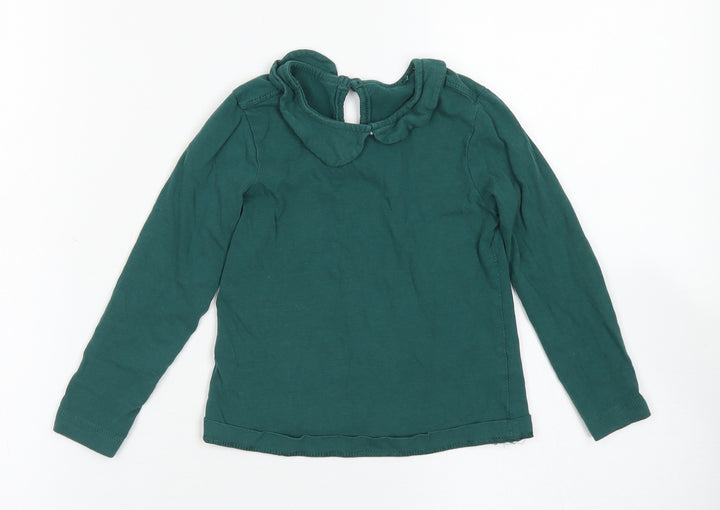 George Girls Green  Cotton Basic T-Shirt Size 3-4 Years Collared Button