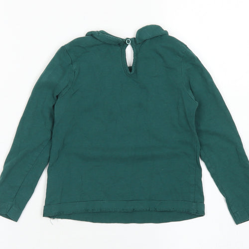 George Girls Green  Cotton Basic T-Shirt Size 3-4 Years Collared Button