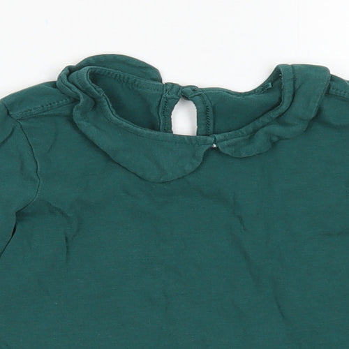 George Girls Green  Cotton Basic T-Shirt Size 3-4 Years Collared Button
