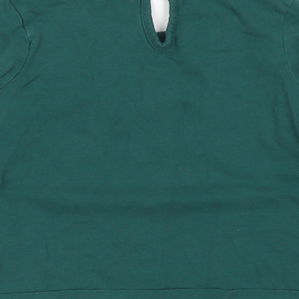George Girls Green  Cotton Basic T-Shirt Size 3-4 Years Collared Button