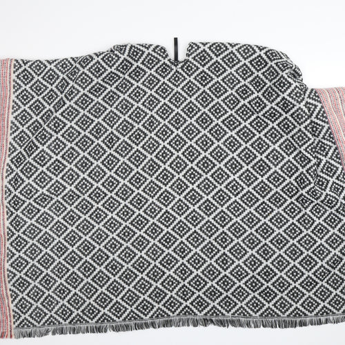 MODENA Womens Multicoloured V-Neck Argyle/Diamond Acrylic Cape Jumper One Size