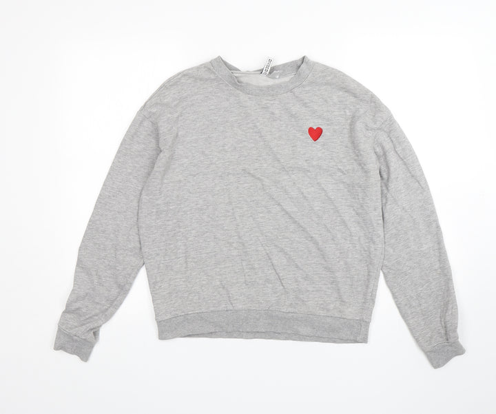 H&M Womens Grey  Cotton Pullover Sweatshirt Size M