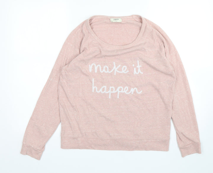 Papaya Womens Pink Polyester Pullover Sweatshirt Size S