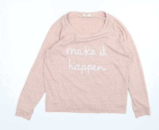 Front view of Papaya women’s pink polyester pullover sweatshirt, size S