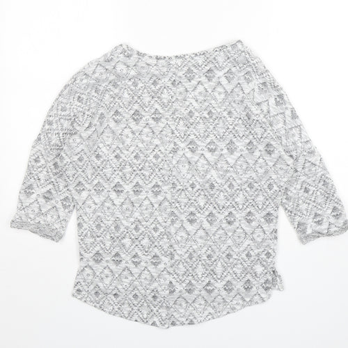 Papaya Womens Grey Round Neck Argyle/Diamond Polyester Pullover Jumper Size S