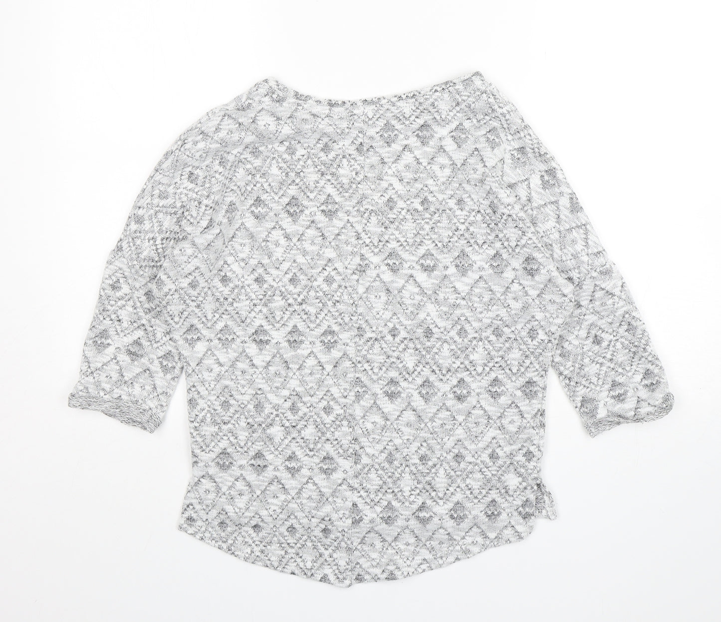 Papaya Womens Grey Round Neck Argyle/Diamond Polyester Pullover Jumper Size S