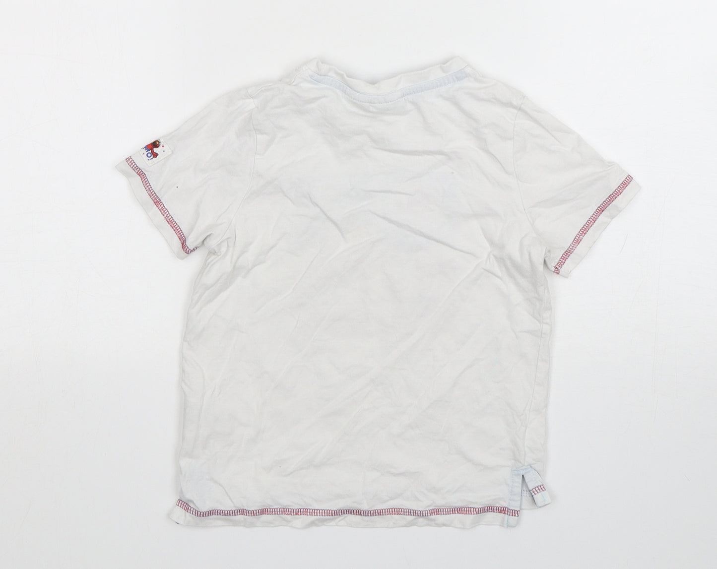 Sesame Street Boys White  Cotton Basic T-Shirt Size 5-6 Years Round Neck