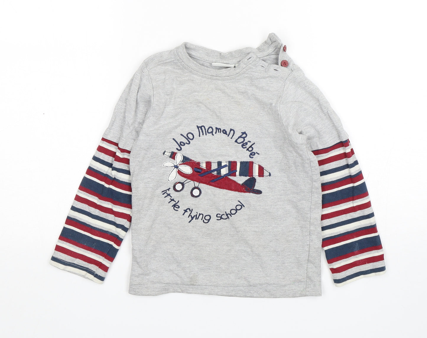 JoJo Maman Bébé Boys Multicoloured Striped Cotton Basic T-Shirt Size 4-5 Years Round Neck