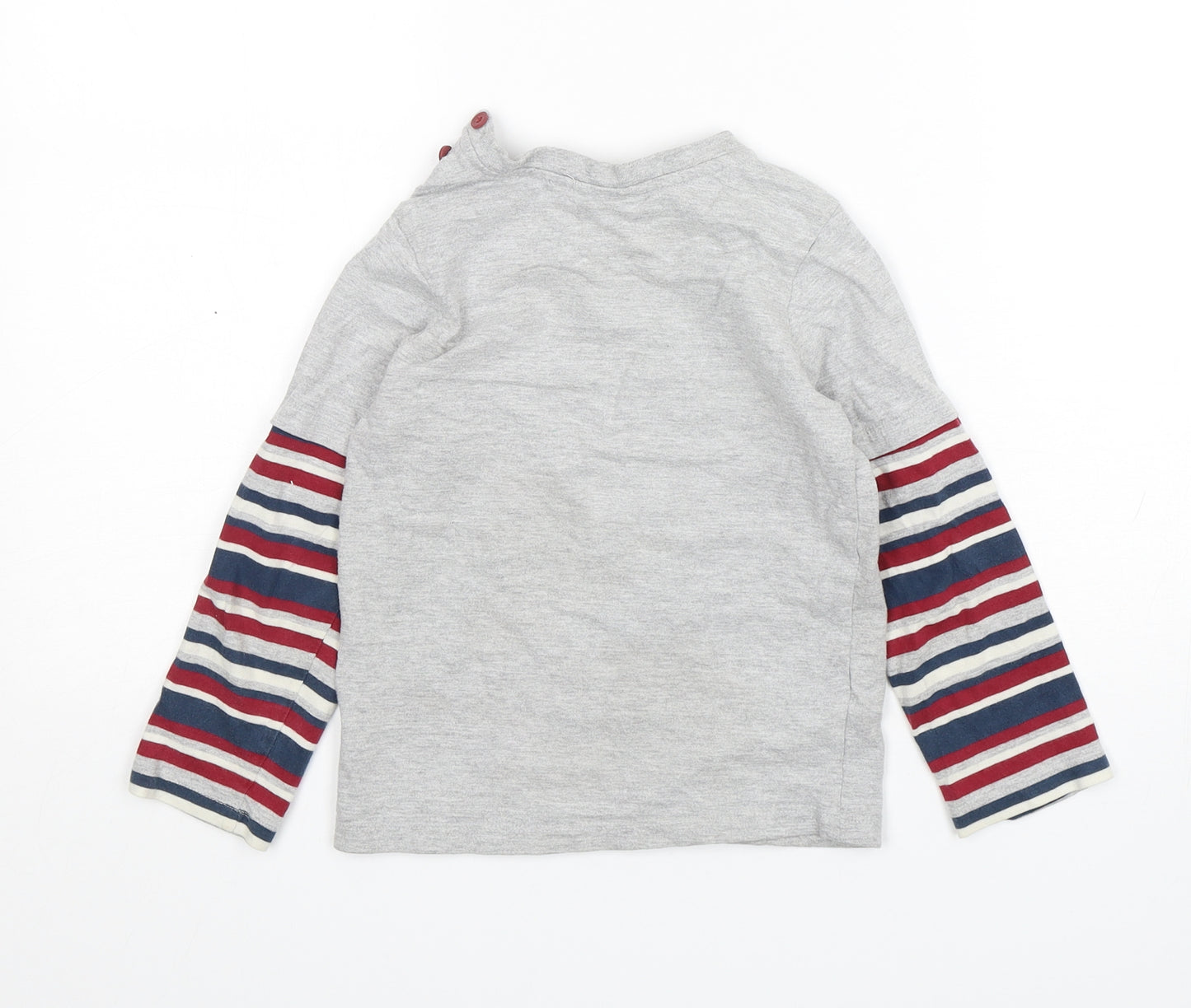 JoJo Maman Bébé Boys Multicoloured Striped Cotton Basic T-Shirt Size 4-5 Years Round Neck