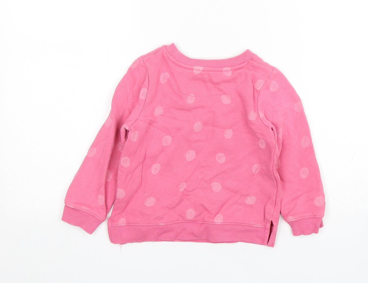 John Lewis  Girls Pink Polka Dot Cotton Pullover Sweatshirt Size 4 Years