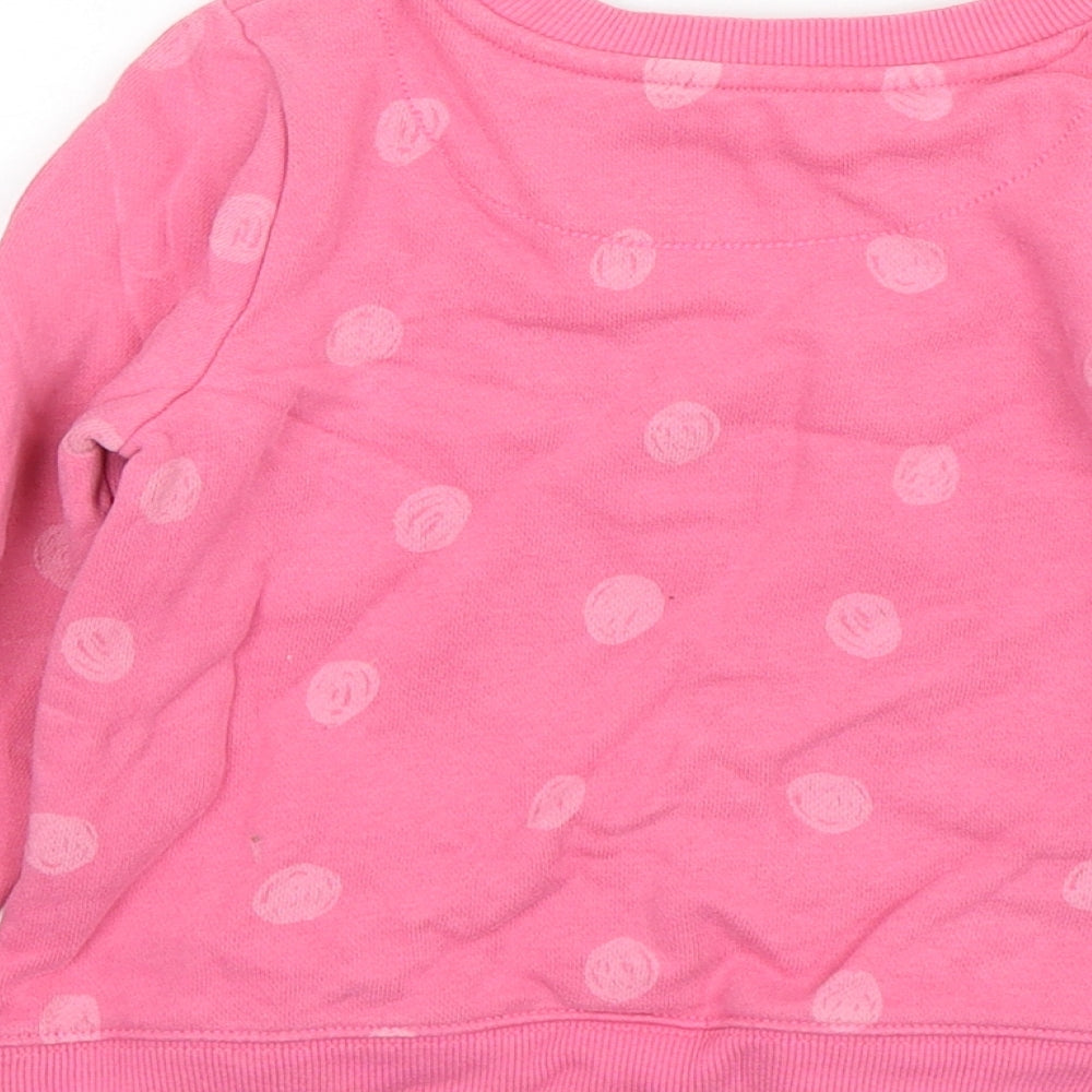 John Lewis  Girls Pink Polka Dot Cotton Pullover Sweatshirt Size 4 Years