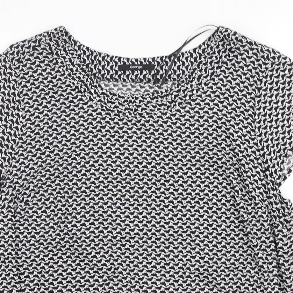 George Womens Multicoloured Geometric Viscose Basic Blouse Size 24 Round Neck