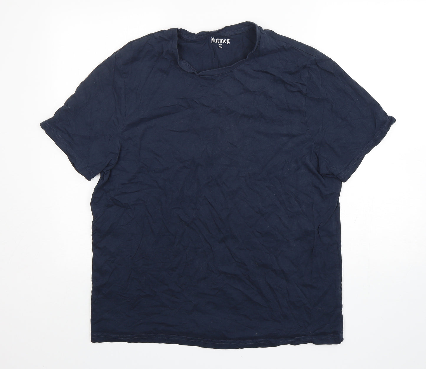 Nutmeg Mens Blue  Cotton  T-Shirt Size XL Round Neck