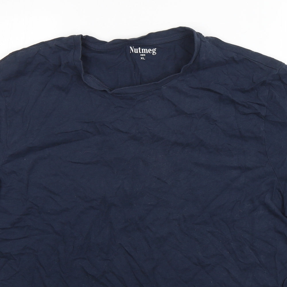 Nutmeg Mens Blue  Cotton  T-Shirt Size XL Round Neck