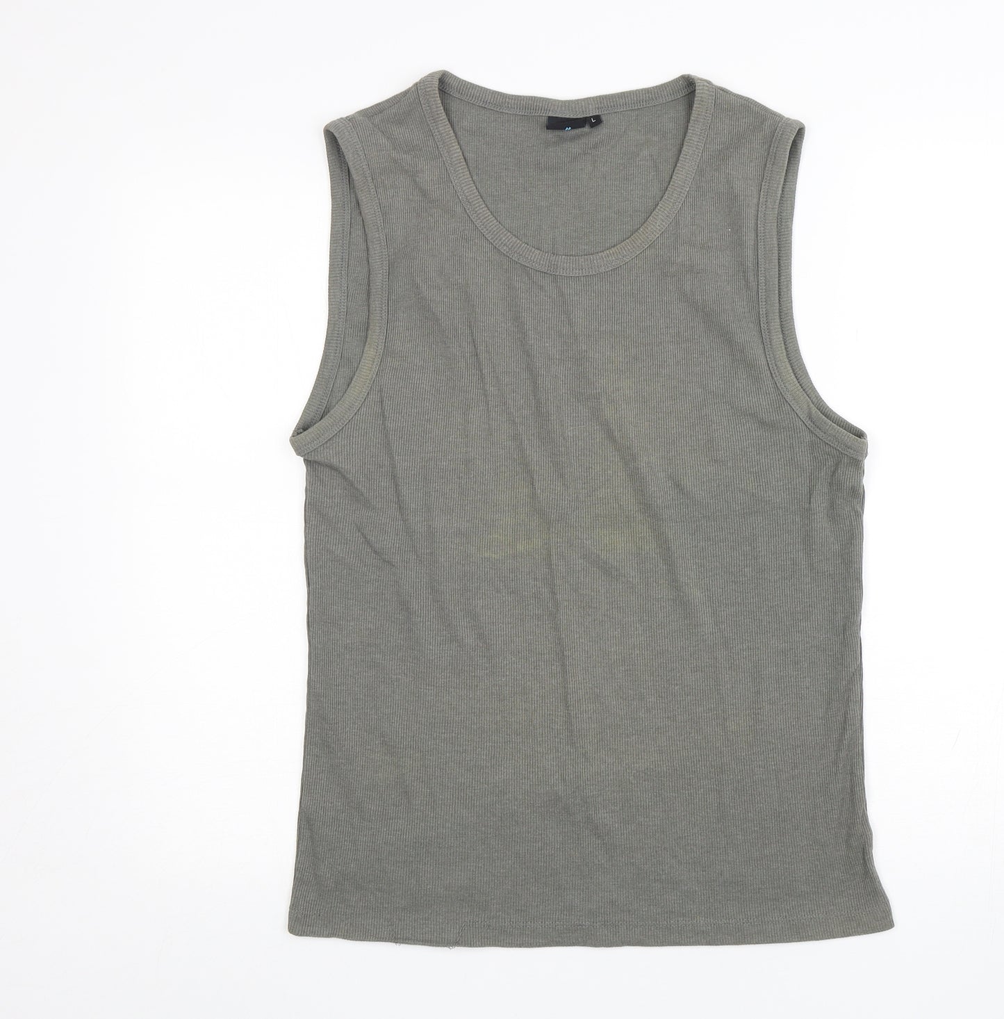 propella Mens Green  Cotton Basic Tank Size L Round Neck