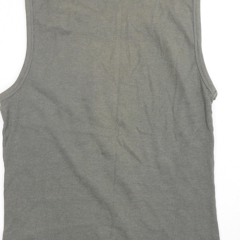 propella Mens Green  Cotton Basic Tank Size L Round Neck