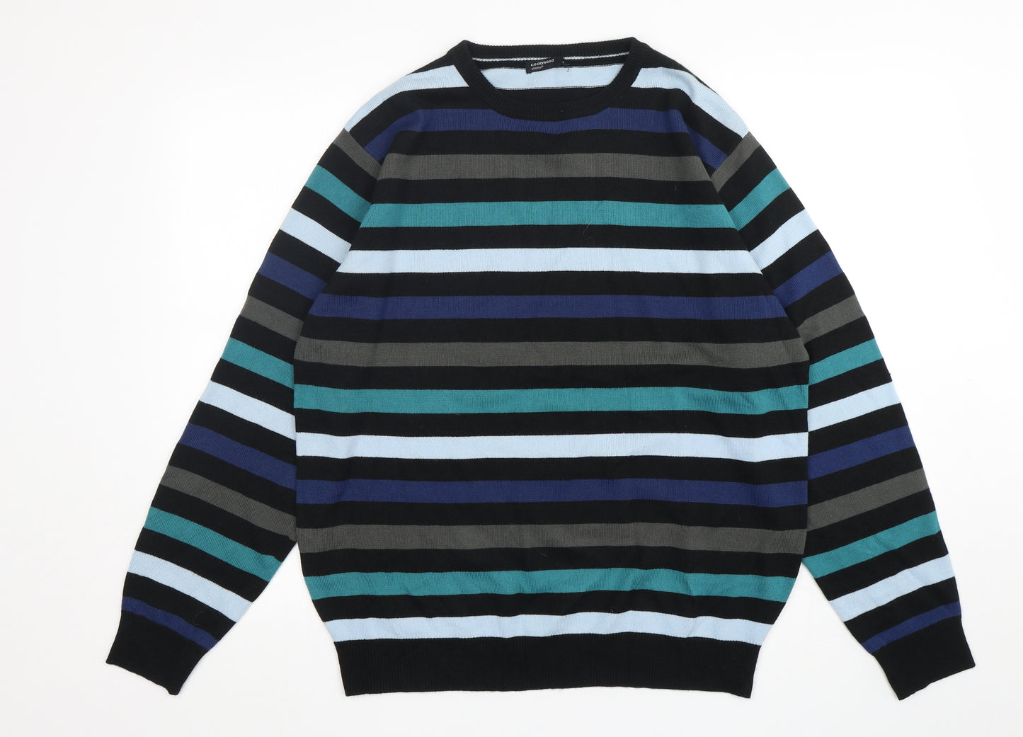 Cedar Wood State Womens Multicoloured Round Neck Striped Acrylic Pullover Jumper Size L