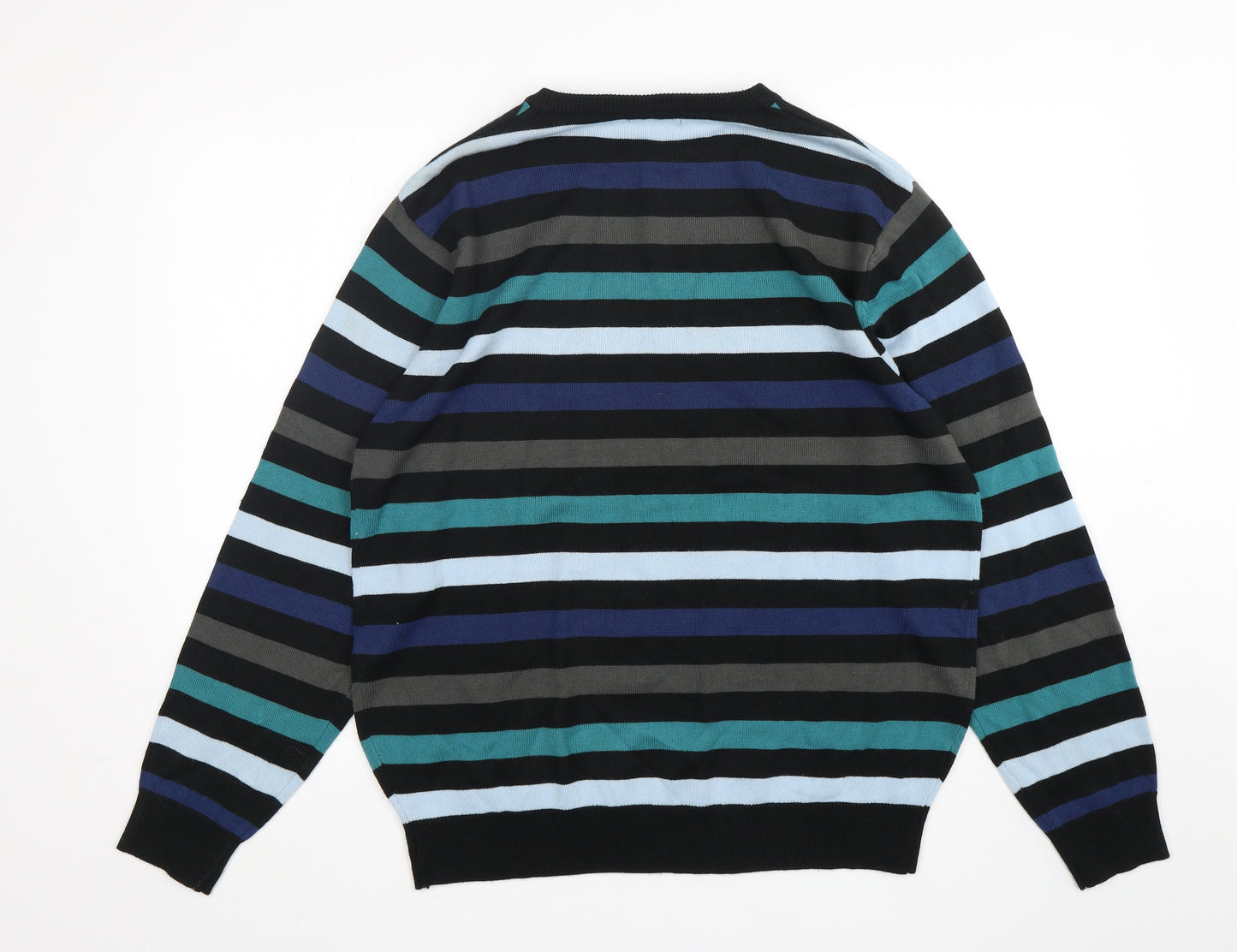Cedar Wood State Womens Multicoloured Round Neck Striped Acrylic Pullover Jumper Size L