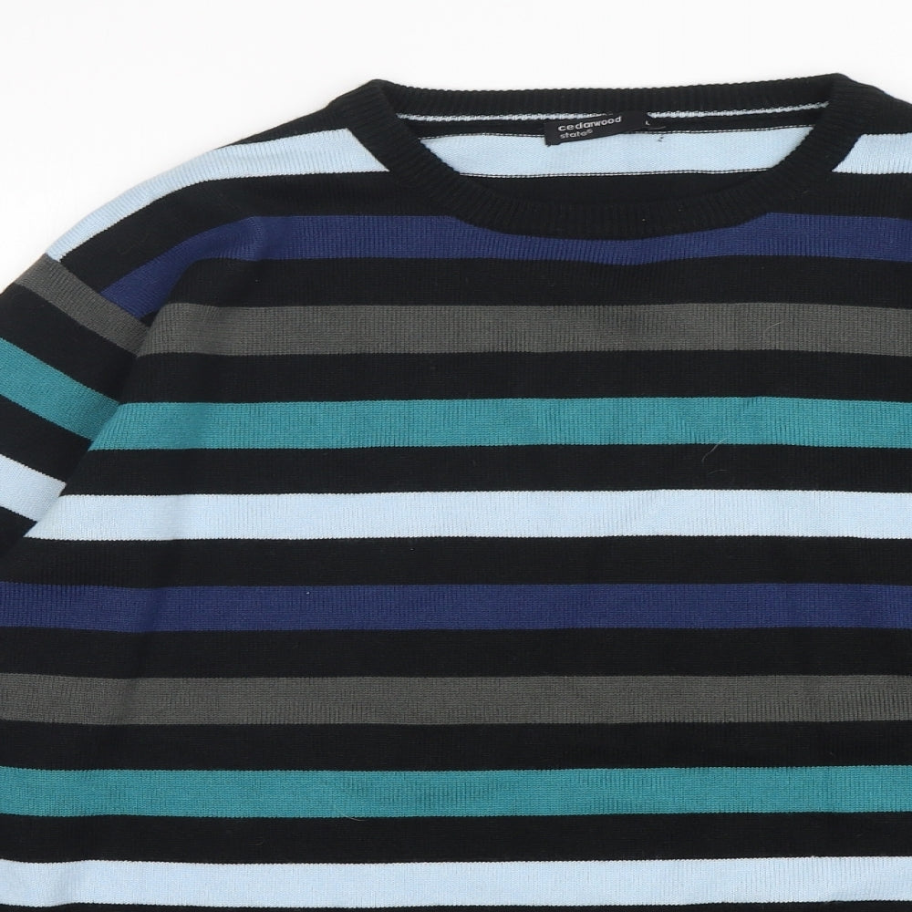Cedar Wood State Womens Multicoloured Round Neck Striped Acrylic Pullover Jumper Size L